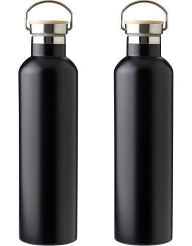 Botella termo acero inox 1L tapón bambú | Goodie