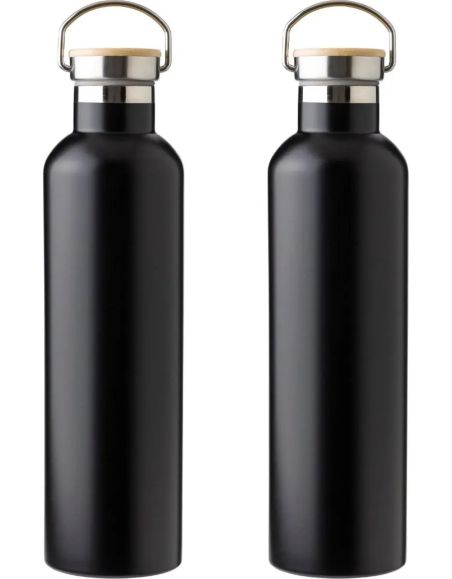 Botella termo acero inox 1L tapón bambú | Goodie