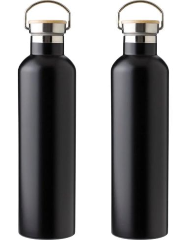 Botella termo acero inox 1L tapón bambú | Goodie