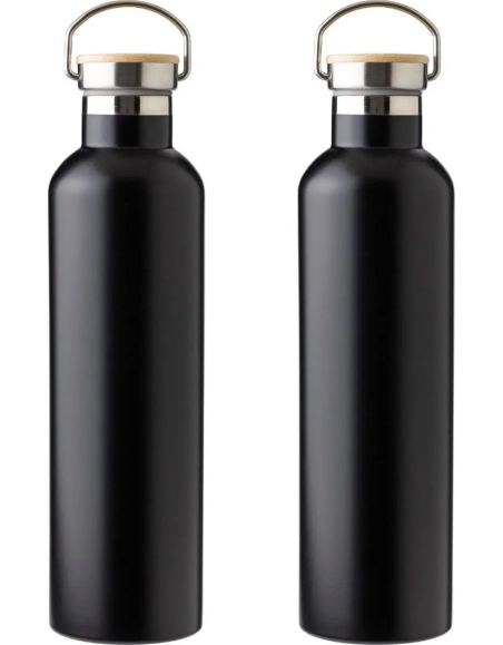 Botella termo acero inox 1L tapón bambú | Goodie