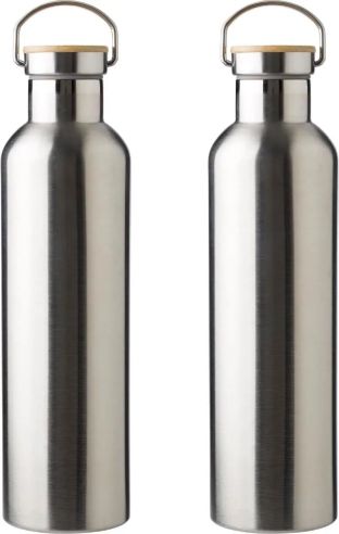 Botella termo acero inox 1L tapón bambú | Goodie