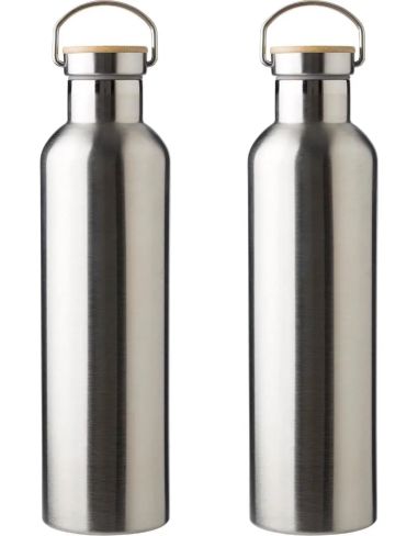 Botella termo acero inox 1L tapón bambú | Goodie