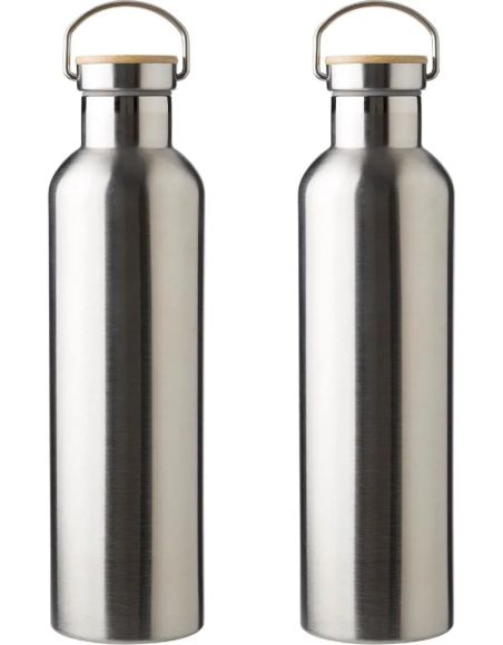 Botella termo acero inox 1L tapón bambú | Goodie