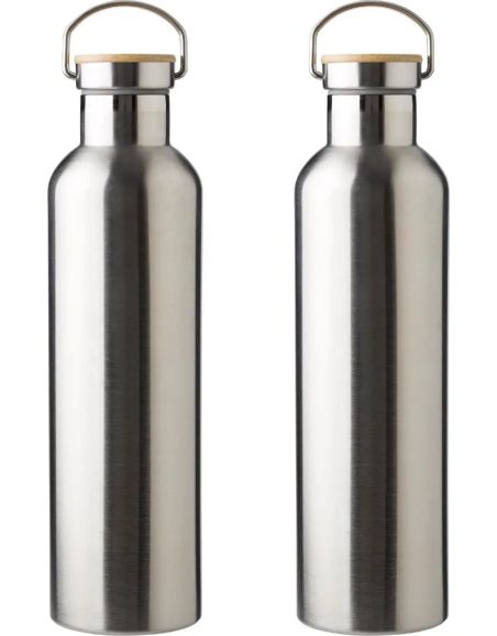 Botella termo acero inox 1L tapón bambú | Goodie