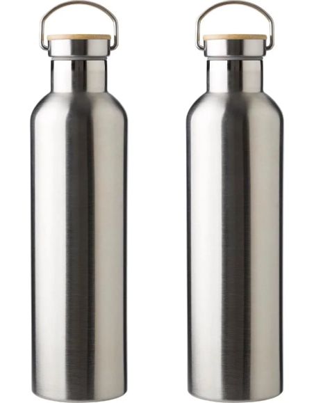 Botella termo acero inox 1L tapón bambú | Goodie