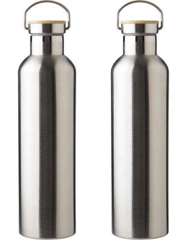 Botella termo acero inox 1L tapón bambú | Goodie