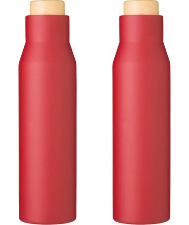 Botella Termo con Tapón Símil Bambú Personalizada | Goodie