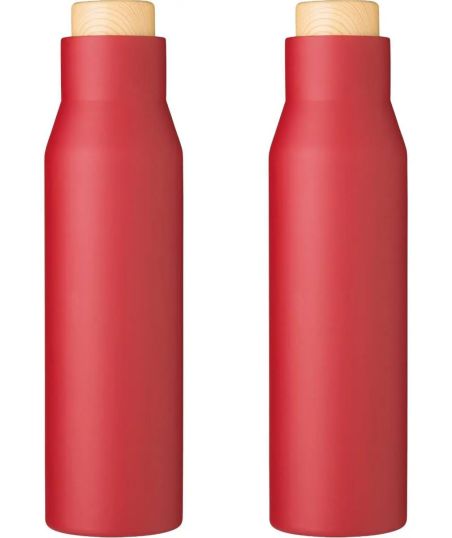 Botella Termo con Tapón Símil Bambú Personalizada | Goodie