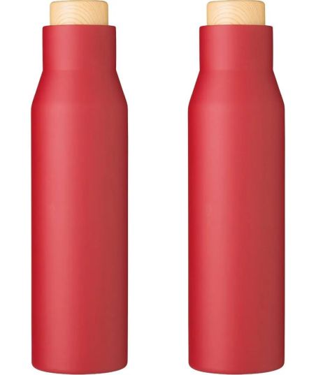 Botella Termo con Tapón Símil Bambú Personalizada | Goodie