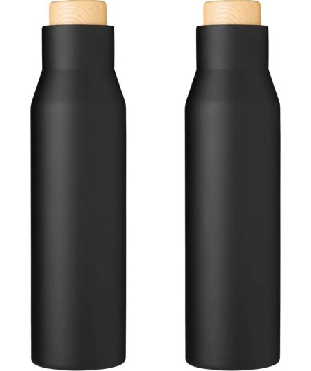 Botella Termo con Tapón Símil Bambú Personalizada | Goodie