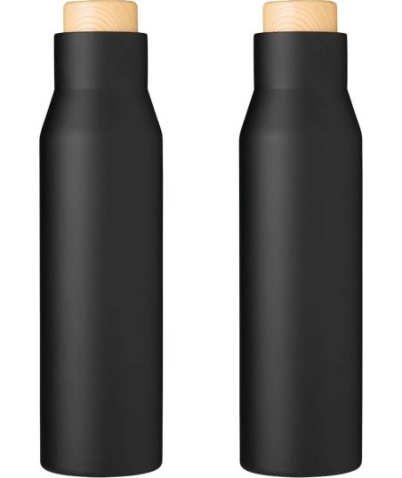 Botella Termo con Tapón Símil Bambú Personalizada | Goodie