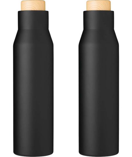 Botella Termo con Tapón Símil Bambú Personalizada | Goodie