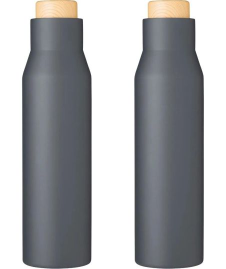 Botella Termo con Tapón Símil Bambú Personalizada | Goodie