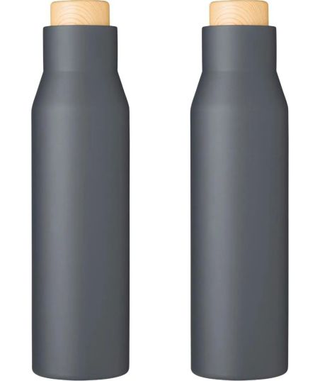 Botella Termo con Tapón Símil Bambú Personalizada | Goodie