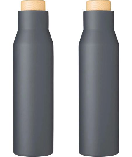 Botella Termo con Tapón Símil Bambú Personalizada | Goodie