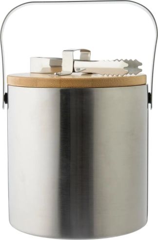 Cubitera de Acero Inoxidable con Tapa de Bambú Personalizada | Goodie
