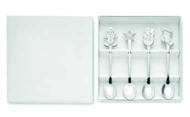 Set de 4 Cucharas de Té Navideñas Personalizado