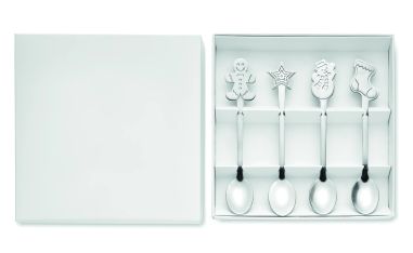 Set de 4 Cucharas de Té Navideñas Personalizado