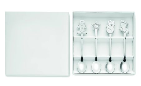 Set de 4 Cucharas de Té Navideñas Personalizado
