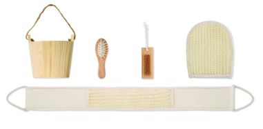 Set de baño en cubo de madera Personalizado 7MO3110 | Goodie