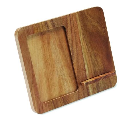 Cargador Inalámbrico de Madera de Acacia con Marco Personalizado