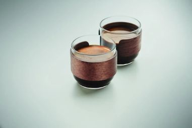 Set 2 Tazas de Café con Banda de Nogal Personalizado 7MO3197