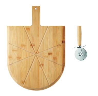 Tabla Cortador de Pizza de Bambú Personalizada 7MO3202