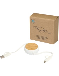 Cable retráctil 5 en 1 de plástico reciclado de 100 cm para sincronización de datos y carga rápida de 45 W Personalizada 6124419