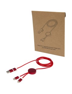 Cable 5 en 1 de aluminio y plástico reciclado de 150 cm para sincronización de datos y carga rápida de 27 W Personalizado 612442