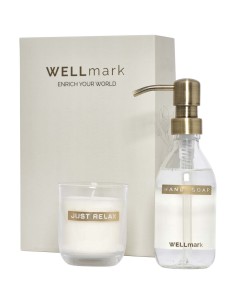 Dispensador de jabón de manos de 250 ml y juego de velas aromáticas de 150 g con fragancia de lino fresco Personalizada 6126406