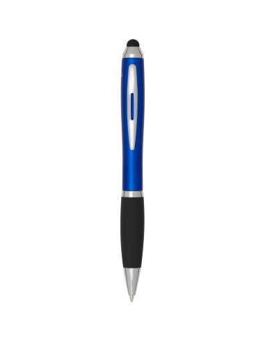 Bolígrafo de plástico reciclado con certificado RCS, stylus, cuerpo de color y empuñadura negra (tinta azul) Personalizado 61064