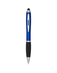 Bolígrafo de plástico reciclado con certificado RCS, stylus, cuerpo de color y empuñadura negra (tinta negra) Personalizado 6106