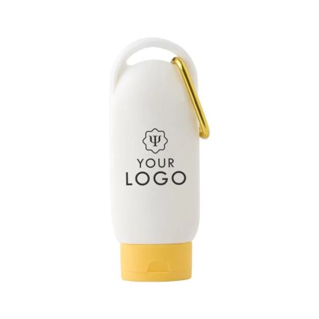 Loción Solar SPF 30 Personalizada | Bote con Mosquetón | Goodie