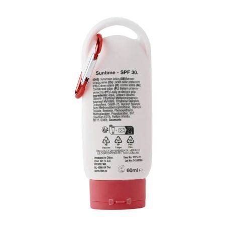 Loción Solar SPF 30 Personalizada | Bote con Mosquetón | Goodie