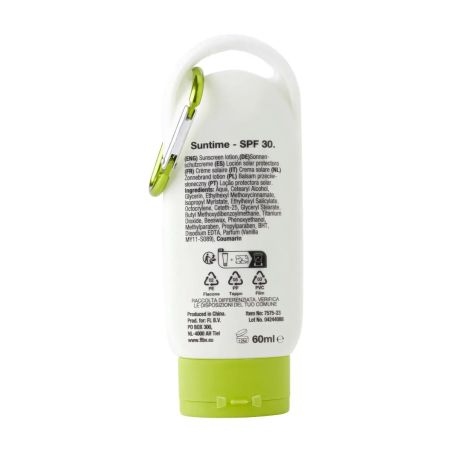 Loción Solar SPF 30 Personalizada | Bote con Mosquetón | Goodie