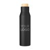 Botella Termo de Acero Inoxidable con Tapón Símil Bambú Personalizada - Imagen 1