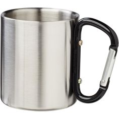 Taza isotérmica de 200 ml con mosquetón de acero, vista de perfil