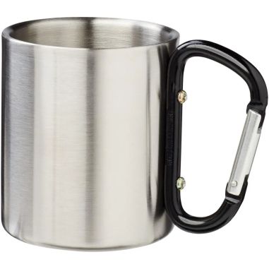 Taza isotérmica de 200 ml con mosquetón de acero, vista de perfil