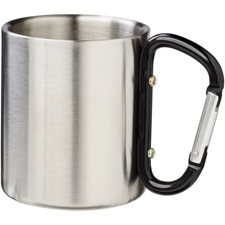 Taza isotérmica de 200 ml con mosquetón de acero, vista de perfil