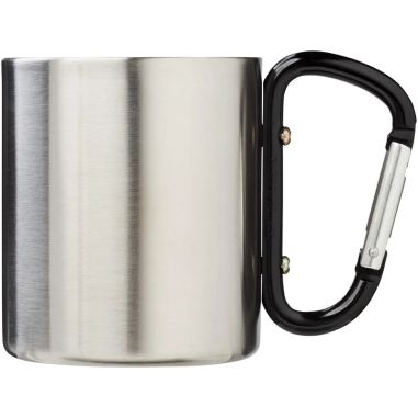 Taza isotérmica de 200 ml con mosquetón de acero, otro ángulo