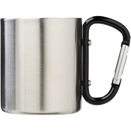 Taza isotérmica de 200 ml con mosquetón de acero, otro ángulo