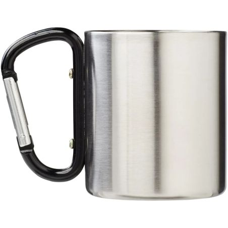 Taza isotérmica de 200 ml con mosquetón de acero, vista frontal