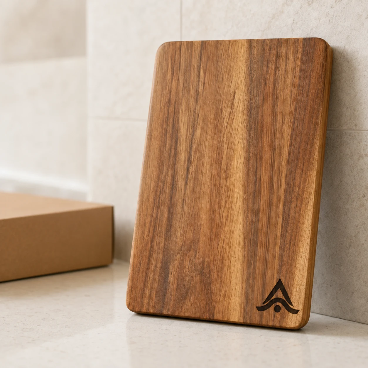 Tabla de cortar de madera de acacia personalizada en caja de regalo
