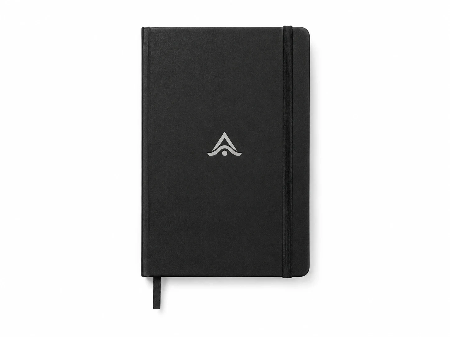 Agenda semanal de tapa dura negra personalizada con logo grabado