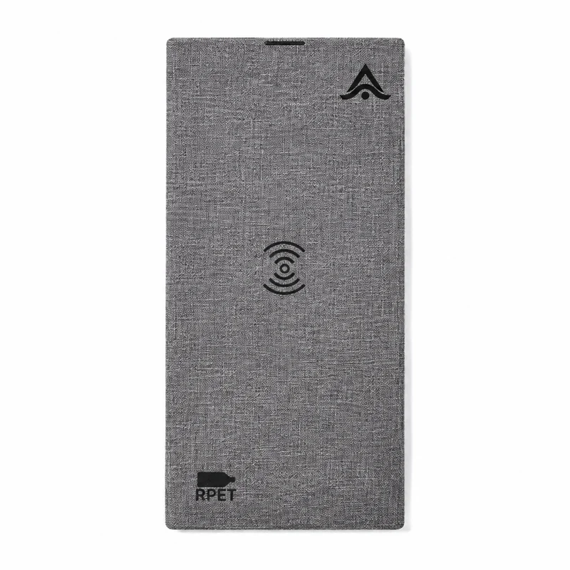 Alfombrilla de rPET reciclado con cargador inalámbrico integrado para móvil, en gris