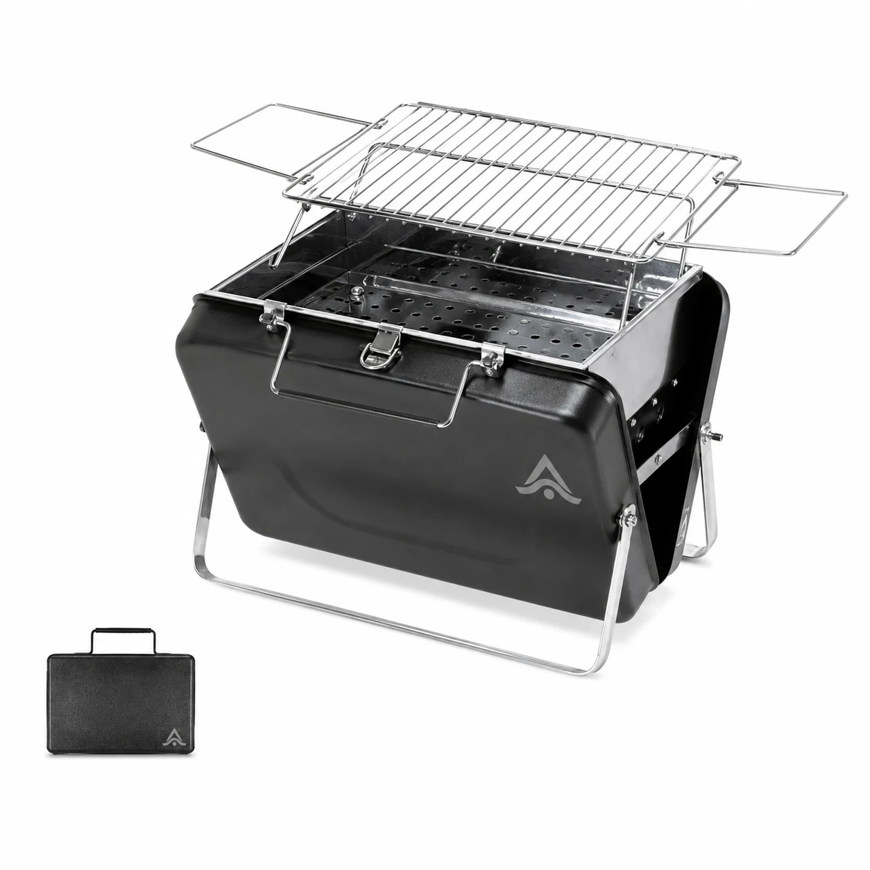 Barbacoa portátil negra plegable personalizada con el logo impreso