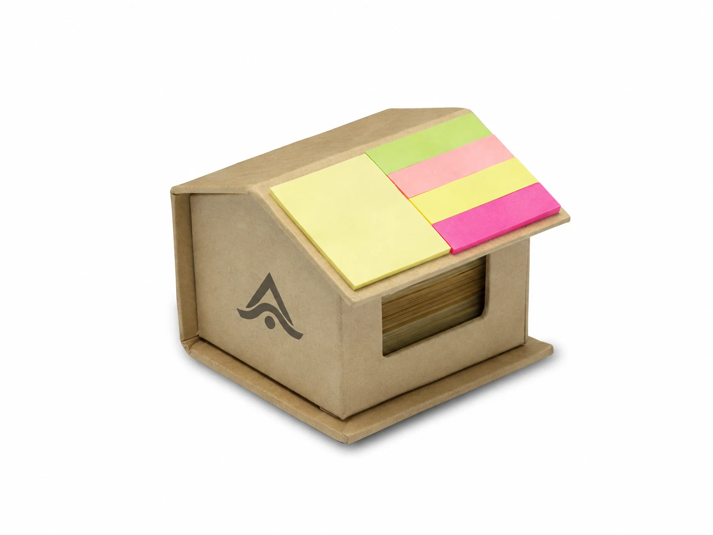 Dispensador de notas adhesivas de cartón reciclado personalizado con logo impreso