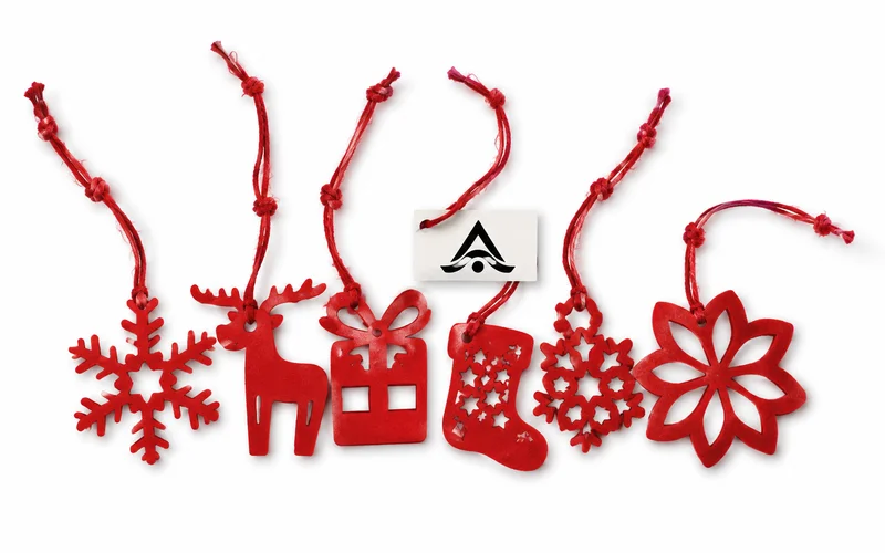 Set de 6 adornos de árbol en fieltro personalizados