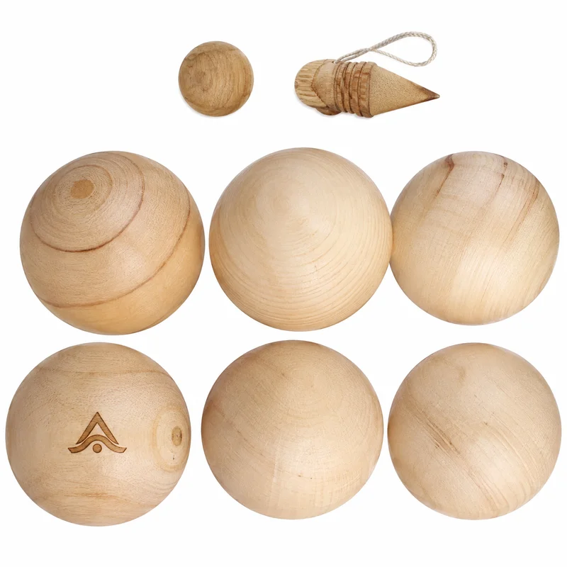 Juego de petanca con bolas de madera personalizado