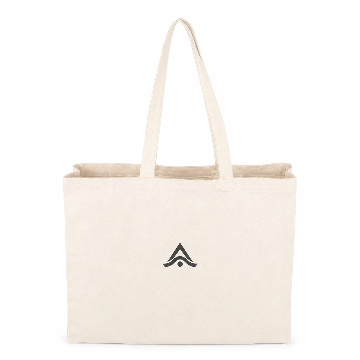 Bolsa de compra personalizada de algodón Oeko-Tex con asas largas, color crudo